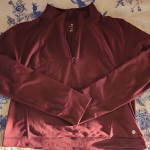 Apana Plum Purple Wine Half-Zip Pullover Large Euc